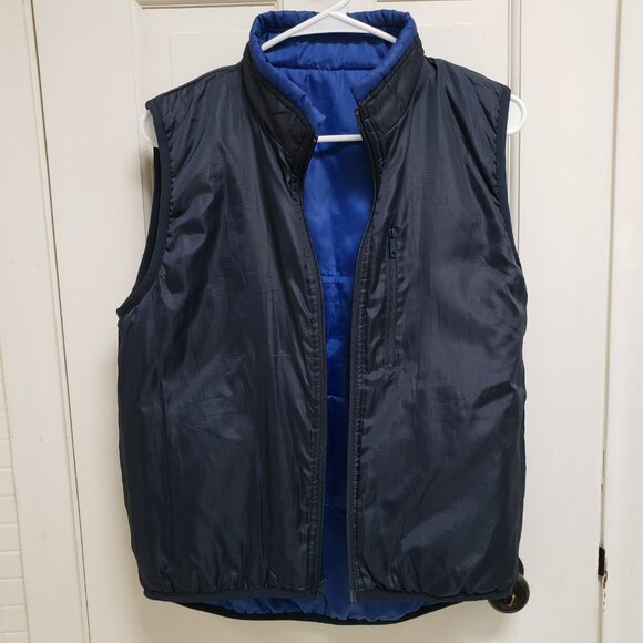 Old Navy women's Puffer Vest Reversible Blue & Midnight Blue thin puffy pockets - Picture 4 of 8
